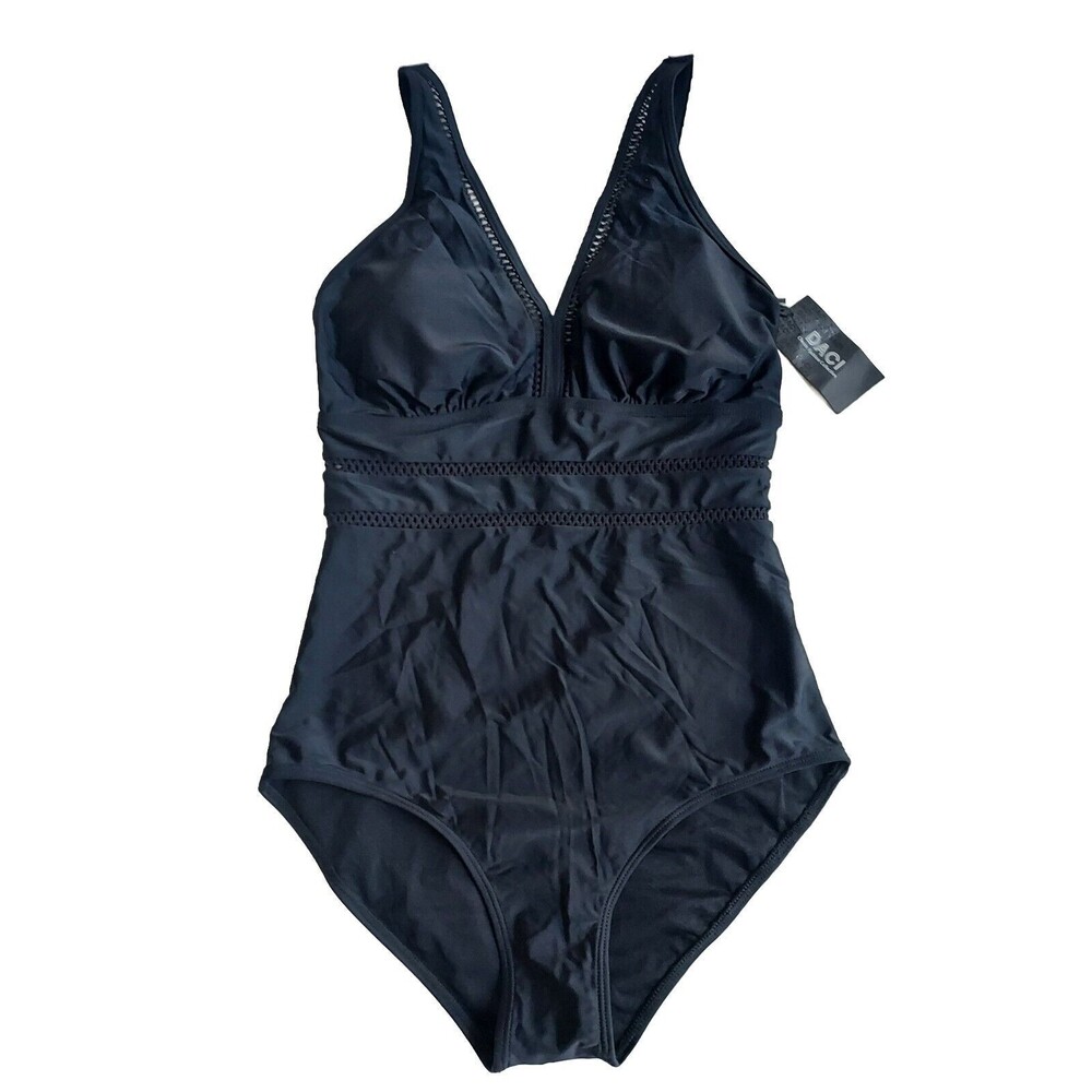 NWT Ladies Black Daci 1 Piece Swimsuit W/Adjustable Straps & Cut Outs Size Med
